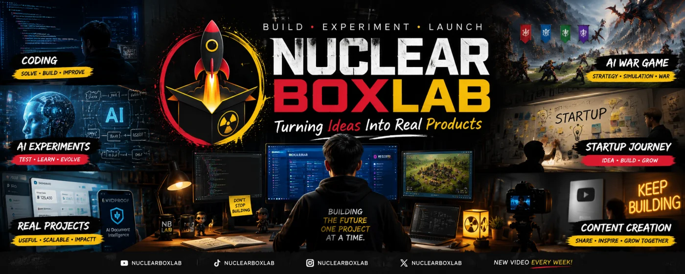 แบนเนอร์ช่อง NuclearBoxLab — Build, Experiment, Launch